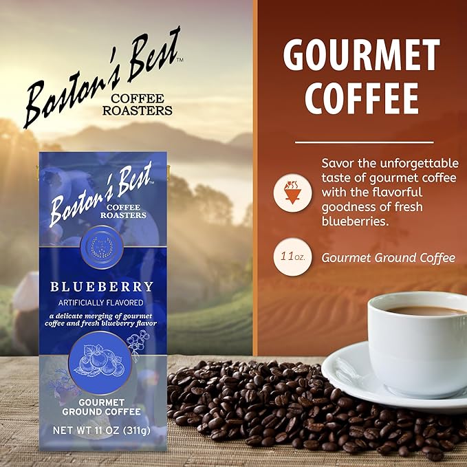 Boston???Best Coffee - Blueberry Flavored Coffee, Delicious Gourmet Premium Ground Coffee, 11 oz. / 311 g Bag