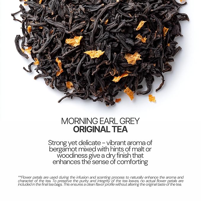 BLOSSOM RITUAL Morning Earl Grey β Loose Leaf Quality β Organic Bergamot Extract β Natural Based Pyramid Tea Bags β 20 Counts β Energizing Breakfast Blend| 2.65oz