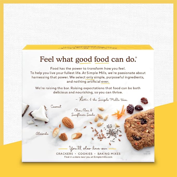 Simple Mills Almond Flour Snack Bars, Spiced Carrot Cake - Gluten Free, Made with Organic Coconut Oil, Breakfast Bars, Healthy Snacks, Paleo Friendly, 6 Ounce (Pack of 6)