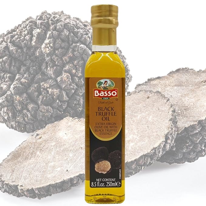 BASSO 1904 Black & White Truffle Oil Set ??2 Bottles x 8.5 fl oz (250ml) ??High-Concentration Italian Extra Virgin Olive Oil with Real Black Winter & White Alba Truffles ??Gourmet Finishing Oil for Pasta, Risotto & Pizza ??Imported from Italy