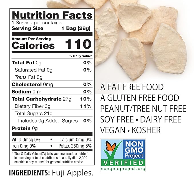 Brothers All Natural Freeze Dried Fruit Crisps, Fuji Apple, 1 Oz (Pack of 8), Made with 100% Fruit, Gluten Free, Soy Free, Vegan, Heathy Snack, Resealable Pouch