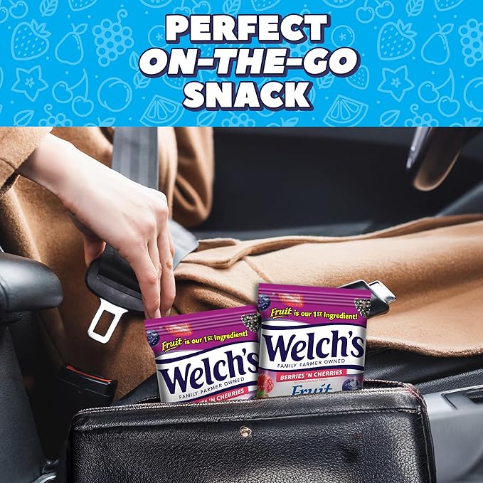 Welch's Fruit Snacks, Berries 'N Cherries Snack Box, Gluten Free, 5oz Snack Packs (Pack of 12)
