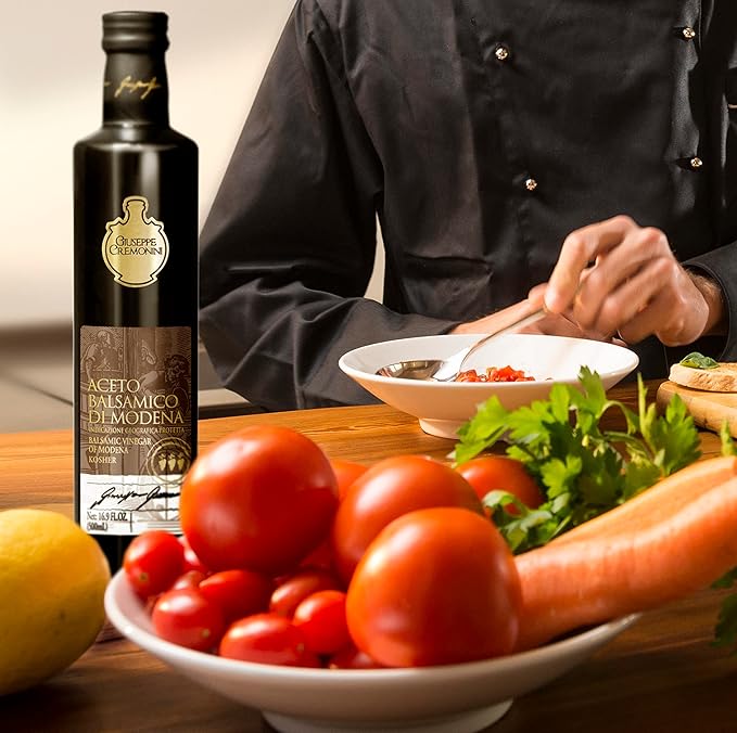 Giuseppe Cremonini OU Kosher Balsamic Vinegar Di Modena, IGP Certified, Consortium certified, oak aged, 3 levels of density, Caramel free, Cooked grape must and wine vinegar only (3 Grape)(500ml)
