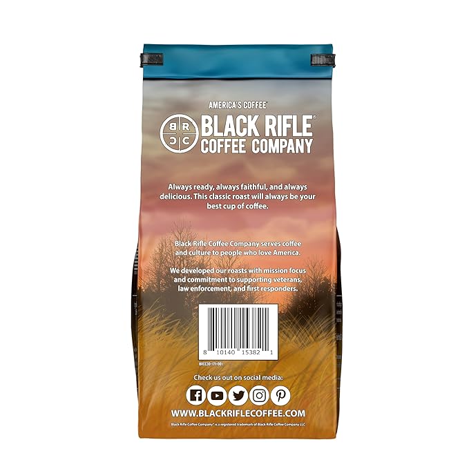 Black Rifle Coffee Company Ground Coffee Light Roast - Roasted Blend Made from Pure Arabica Beans - Colombian & Brazilian Beans - Veteran Founded & American Made (Loyal Spirit, 18oz Bag)