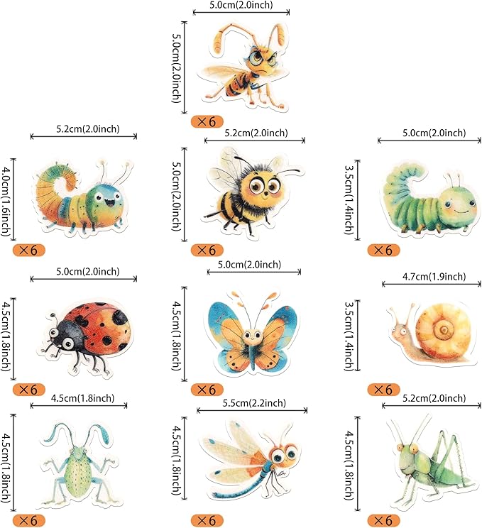 60 Pack Edible Green Caterpillar Cupcake Topper Wafer Paper Nature Insect Hungry Caterpillar Dragonfly Cupcake Picks Happy Birthday Anniversary Wedding Cake Decorations Party Color 1