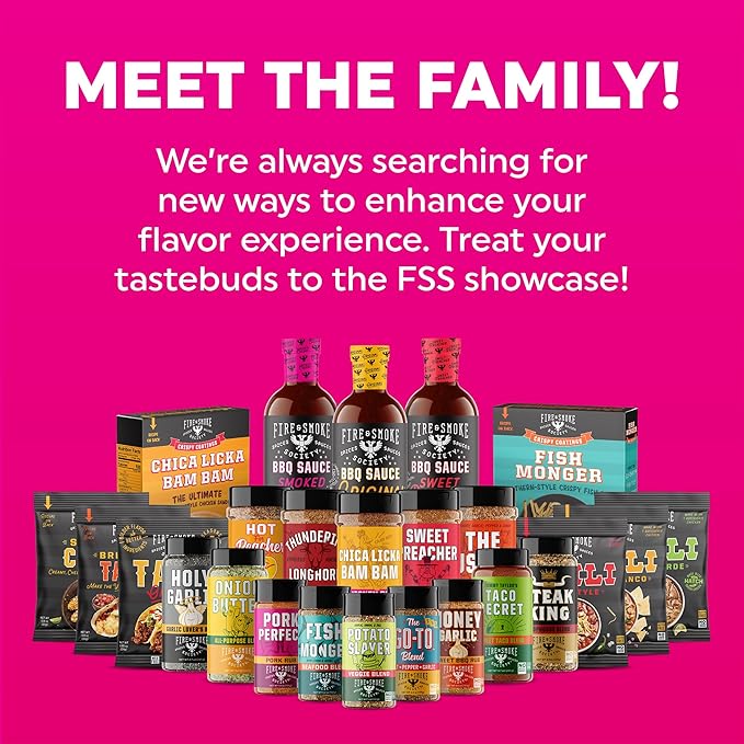 Fire & Smoke Society Meat & Potatoes Seasoning Variety Pack | BBQ Rubs, Gifts for Men, Fathers Day | Steak Rub, Chicken, Burger Seasoning, Brisket Rub| Large Spices Set (4-Pack)