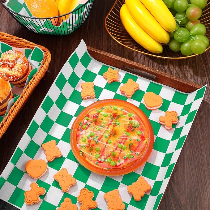 Honeydak 600 Pcs Sandwich Wrapping Paper Sheet 15x15 Checkered Food Wax Sheets Parchment Burgers Paper Basket Liner Grease Restaurant Wedding Party Supplies for Wrapping Bread BBQ