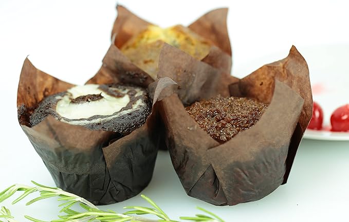 Brown Tulip Baking Cups, Medium Size, for Muffins, Cupcakes, Eco Friendly, Disposable, Non-Stick, Pack of 2000 - by Ecobake