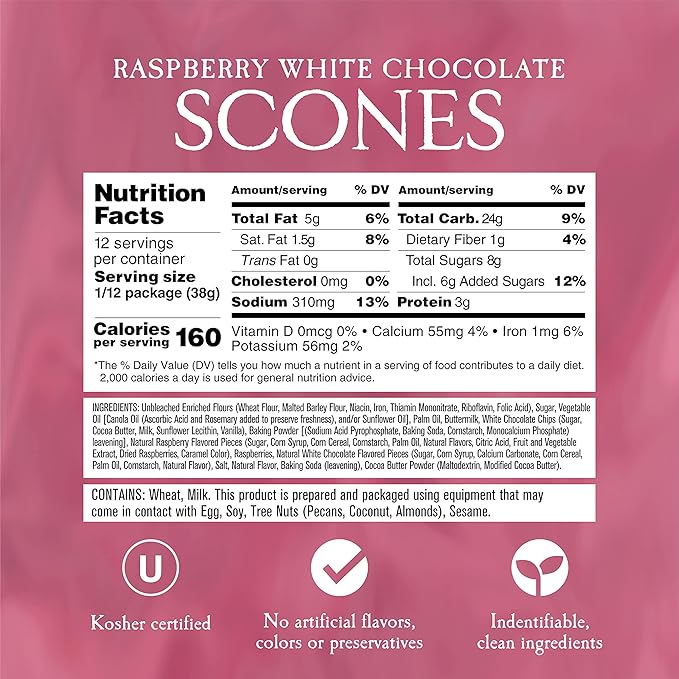 English Scone Mix, Raspberry White Chocolate by Sticky Fingers Bakeries ??Easy to Make English Scones Fresh Baked, Makes 12 Scones (2pk)