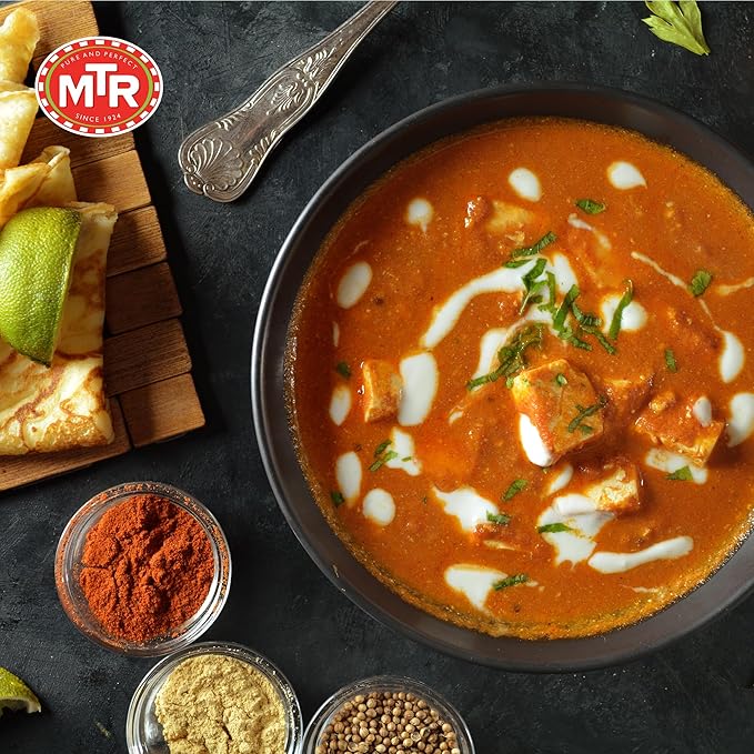 MTR - Minute Meals: Paneer Makhani - Cottage Cheese in Spiced Tomato Puree - Tasty Indian Meal with No Added Preservatives - A Quick Meal Suitable for Vegetarians, Ready in Minutes! (Pack of 6)