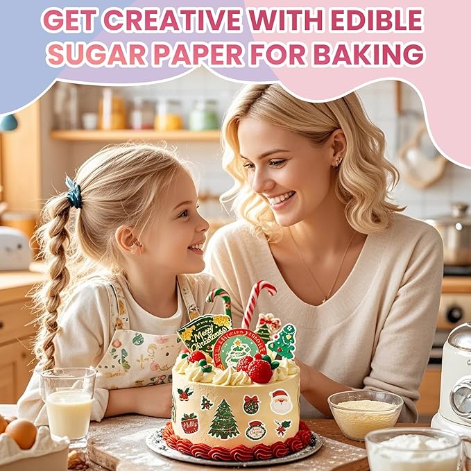 Derzio 25 pcs A4 11.7" x 8.3" Frosting Sheets, Icing Sheets, Edible Paper for Cakes Printable, Sugar Sheets, Cake Edible Sheets, Edible image Paper for Cake Toppers, Cakes, Cookies & Decor