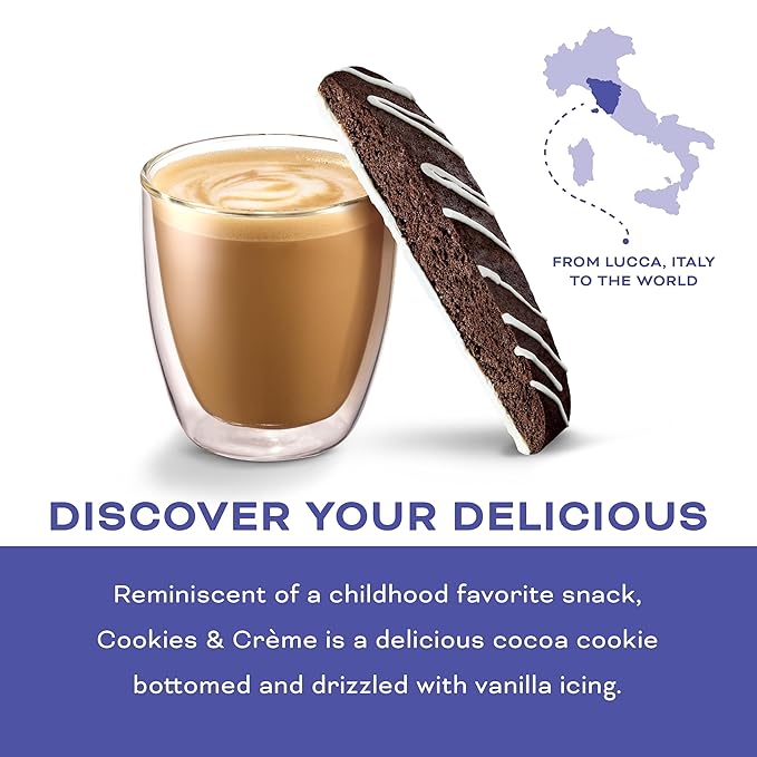 Nonni's Cookies & Crème Biscotti, Rich Dark Cocoa Cookie with Vanilla Icing, 8 Individually Wrapped Bakery Snacks, 6.88 oz, 6 Pack