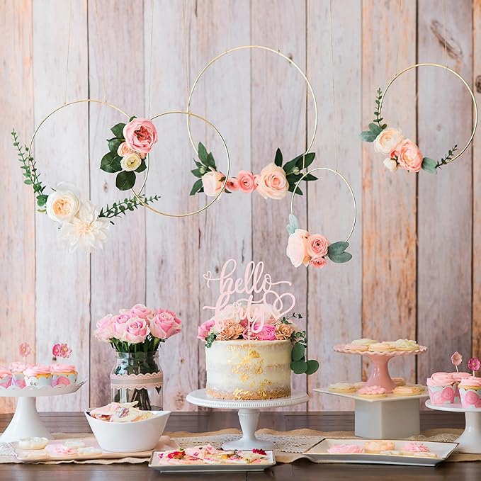 Hello Forty Cake Topper - Light Pink Glitter 40th Birthday Cake Decorating Supplies for Women, Hello 40 Cake Decor for 40th Birthday/Anniversary Party Photo Booth Props