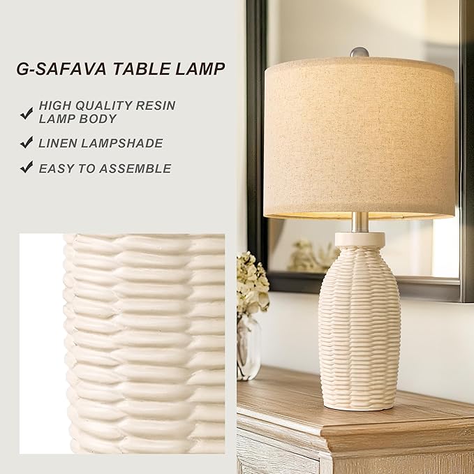 22.75" Table Lamps for Bedroom Living Room Boho Lamp Set of 2 Farmhouse Lamp Bedside Nightstand Small Rustic Vintage Retro Modern Table Lamp Light Home Office Desk Deco Gifts, Beige