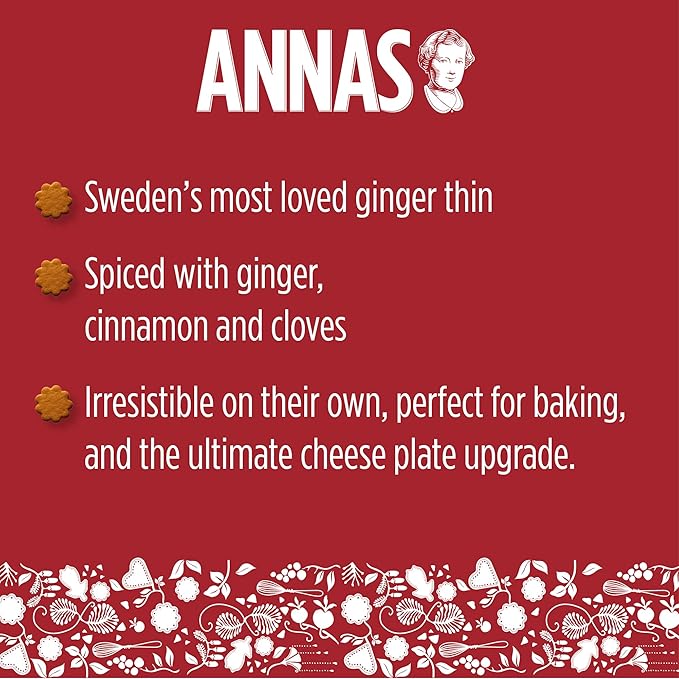 Annas Thins - Ginger Pepparkakor - 5.25 Ounce (Pack of 12) non GMO + Vegan