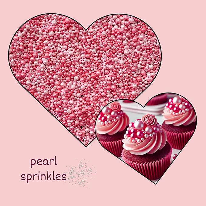 Confect Love Disco Balls ??Pearlescent Pink Edible Decorative Sprinkles, Large Dahlia Candy Balls for Cake Decorating, Cupcakes, Cookies & Desserts | Baking Decoration | Vegan, Gluten-Free, Nut-Free, Soy-Free, Dairy-Free, Palm Oil-Free- 4.2 Oz