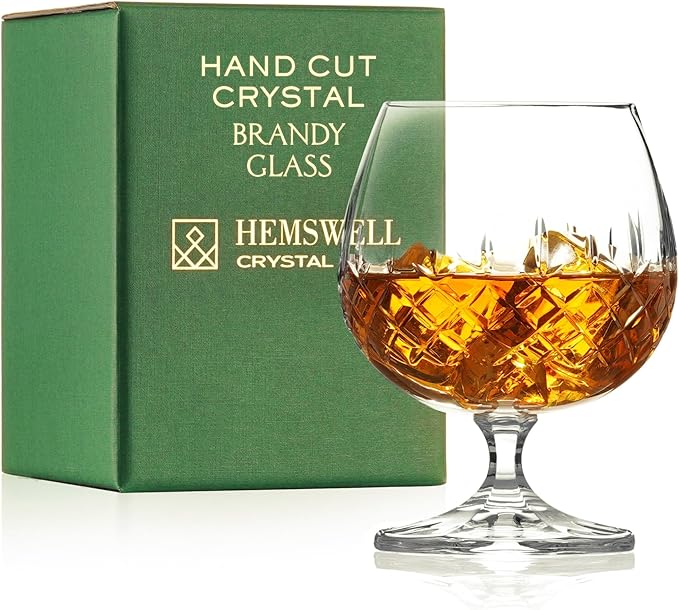 Single Brandy Snifter Cognac Glass - Small Snifter Glasses for Scotch, Brandy or Whisky - Elegant and Exquisite Cognac Balloon Glass - European Crystal 8.5oz - Wicklow Design