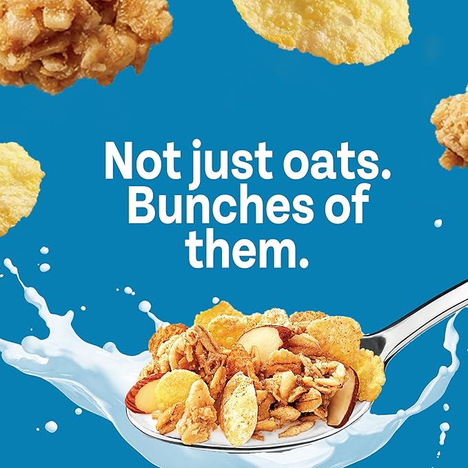 Honey Bunches of Oats with Almonds Breakfast Cereal, Honey Cereal with Granola Clusters and Sliced Almonds, Family Size, 18 OZ Box