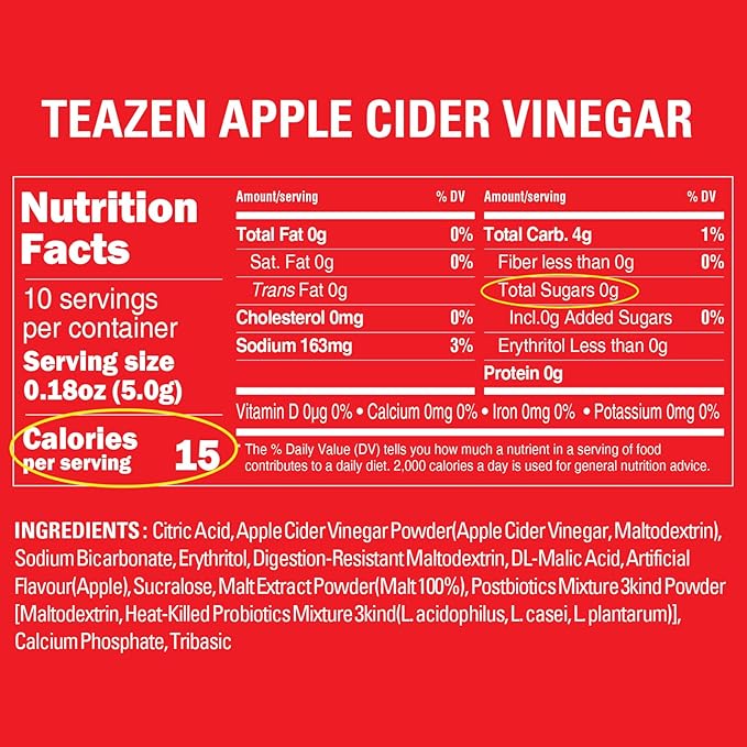 TEAZEN Kombucha Tea 40 Sticks & Apple Cider Vinegar Powder 10 Sticks