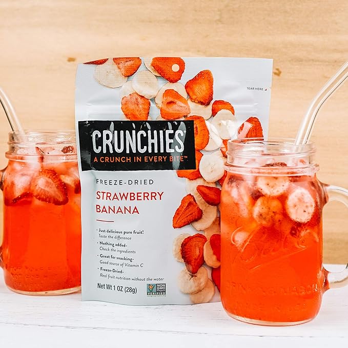 Crunchies Freeze-Dried Fruits, 100% All Natural Crispy Fruit, Non GMO and Kosher, Resealable Freeze Dried Fruit Snack Packs, Pack of 6 (Strawberry Banana)