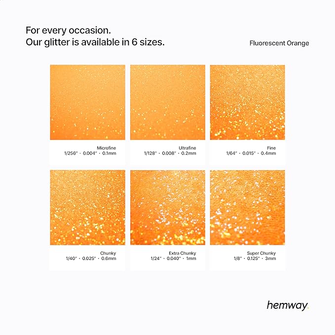 Hemway Premium Glitter Shaker - Fluorescent Orange | 130g Ultrafine Metallic Flake Sequins for Resin & Epoxy Crafts | Craft Supplies for Tumblers, Festival, Art