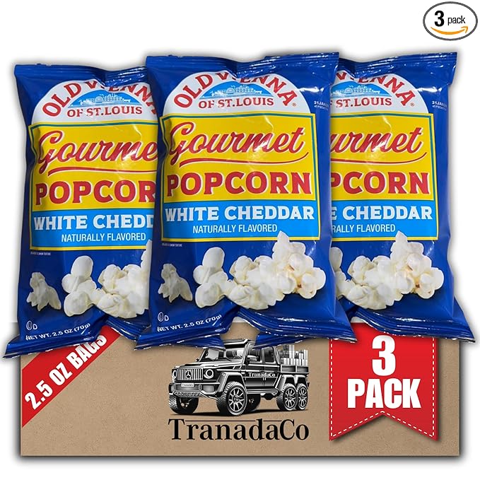 Old Vienna of St. Louis White Cheddar Popcorn 2.5oz Bag, 3-Pack Creamy Cheese Flavor Snack (by TranadaCo)