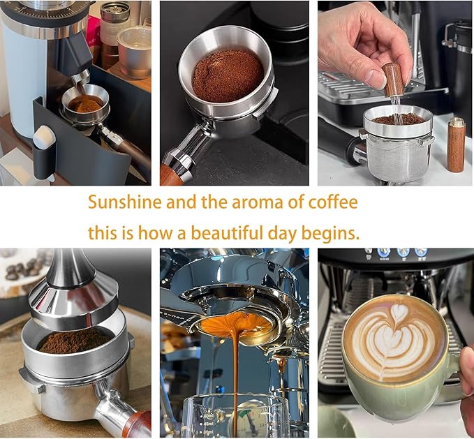51mm Espresso Dosing Funnel Kit ??Magnetic Aluminum Funnel & Silicone Mat, Perfect Fit for 51mm Portafilter & Grinder, Compatible with a 48mm manual coffee grinder funnel ??Pill Prevention