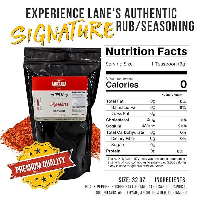 Lane's Signature BBQ Seasoning Rub, All-Natural BBQ Seasonings and Rubs, Perfect for Beef, Meat, Chicken & Pork Rub Seasoning, Made in USA, 2lb
