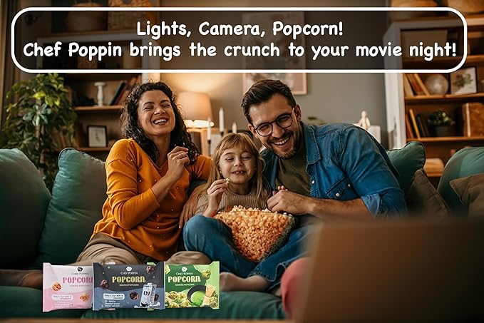 CHEF POPPIN Asian-Style Gourmet Flavored Popcorn, Non-GMO Corn, All Natural, Oatly's Oatmilk & Chocolate 120g, 4.23 oz