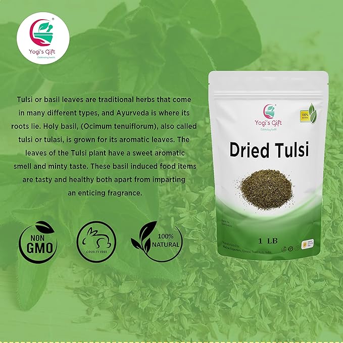 Dried Tulsi | Holy Basil Leaf Tea 1 LB | Relaxing and Calming Tea | 100% Natural | by Yogi's Giftยฎ