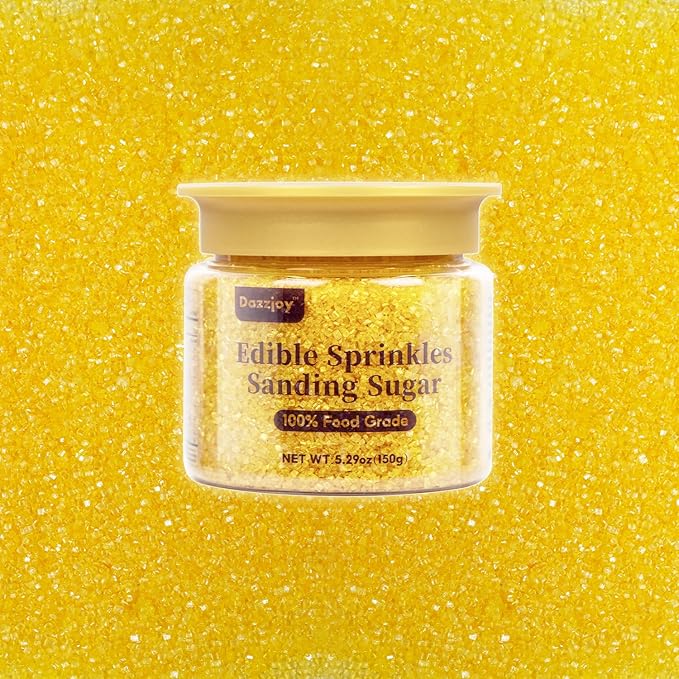 Yellow Sanding Sugar Sprinkles, Food Grade 150g, Edible Sprinkles for cupcake decorating, Cake Toppers, Sprinkles Decoration, Ice Cream, Wedding Party Valentines Halloween Christmas Supplies