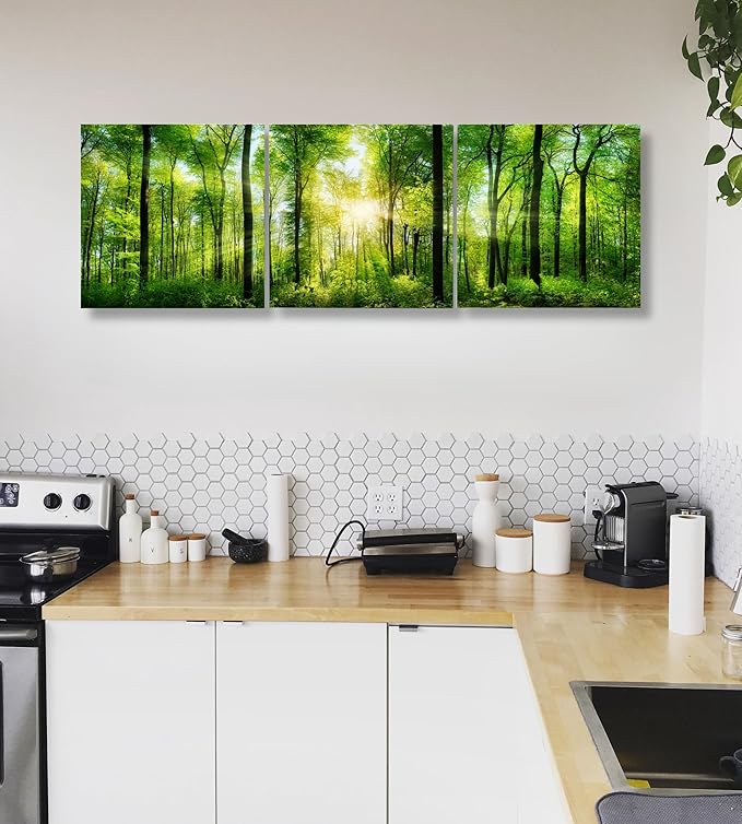 Lovely Home Essentials Forest Canvas Wall Art Decor Canvas Wall Art Decor - 3 Piece Set - Large Decorative & Modern Multi Panel Split Prints for Dining & Living Room, Kitchen, Bedroom & Offic
