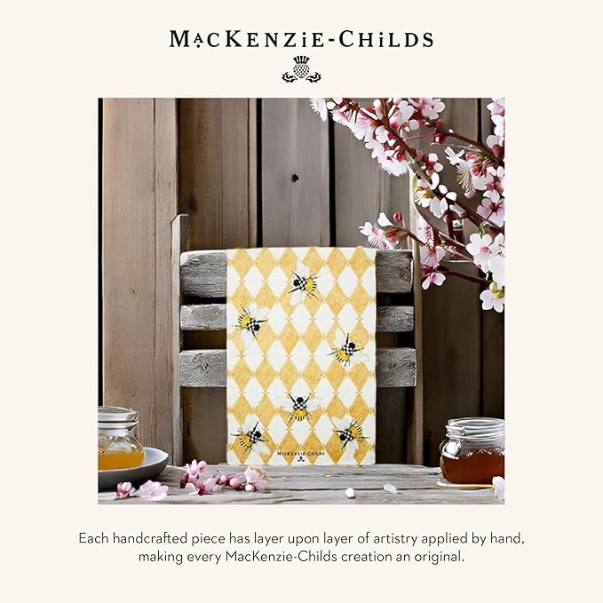 MACKENZIE-CHILDS Cotton Dish Towel, Decorative Kitchen Towel, Honeycomb with Bees