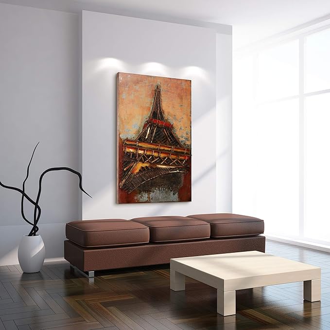 Empire Art Direct Eiffel Tower Mixed Media Iron Hand Painted Dimensional Wall Art Ready to Hang 48" x 32" x 2.2" Eiffel Tower,PMO-120203-4832
