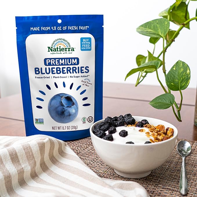 NATIERRA Premium Freeze-Dried Blueberries, Strawberries & Bananas | Non-GMO & Vegan, Gluten Free, No Additives, No Sugar Added | Variety Pack (Pack of 6)
