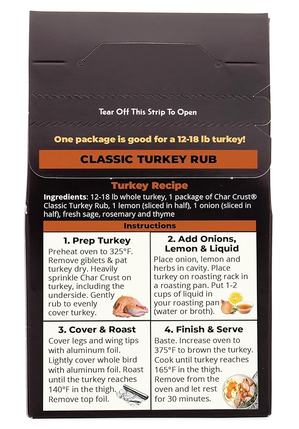 Char Crust Classic Turkey Rub | All-in-one seasonings | Perfect for Turkey, Poultry and Potatoes | Signature Crust that Seals in the Juices, 4 Ounce (Pack of 2)