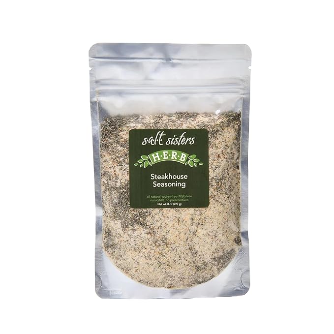 s.a.l.t. sisters Steakhouse Seasoning | All-Natural, Gluten Free, MSG Free, Non-GMO | Dried Citrus, Herbs & Salt Seasoning | Versatile Use for Meat, Fish, Vegetables, and More | 8oz