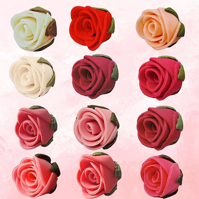 Confect Edible Flower | Edible Flower for cake decorations | Edible Flower Cupcake Toppers | Cupcakes & Doughnut Edible Toppers | Ombre-6| Flower- Vegan, Gluten-Free, Soy-Free, Dairy-Free, Palm Oil-Free -Pack of 12