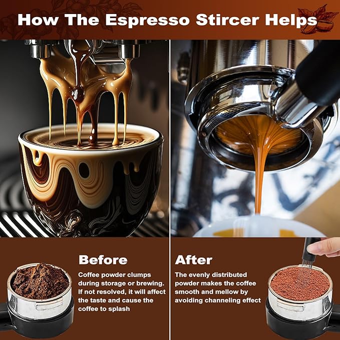 WDT Tools Espresso Puck Screen, 58mm Espresso Accessories Kit - 150關m Puck Screen Set, 0.25mm 316 Stainless Steel 8 Needles Coffee Distribution Stirrer, 58mm Portafilter Dosing Ring for Barista Black