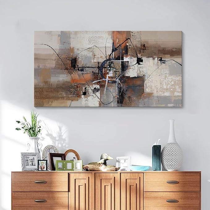 YDYSUNE Abstract Canvas Wall Art, Modern Wall Decor Painting, Brown Room Decorations, Orange Wall Art for Living Room, Bedroom, Office Artwork Wall Decor 24횞48IN