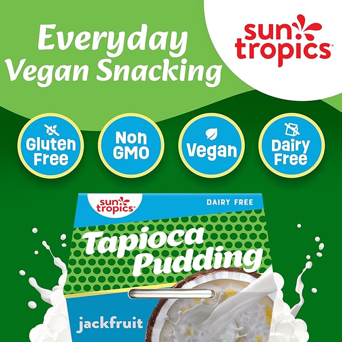Sun Tropics Tapioca Pudding, Jackfruit | Vegan Dairy Free Pudding | Gluten Free,Non-GMO | Ready-to-Eat Cups 4.0oz (Pack of 6)