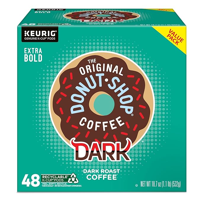 The Original Donut Shop Coffee Dark, Keurig Single Serve K-Cup Pods, Dark Roast Coffee, 48 Count