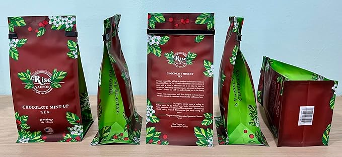 Rise Yaupon Chocolate Mint-Up Yaupon Holly Tea, 20 Teabags, 1.06oz, a blend of American-grown Yaupon Holly combined with Spearmint, Peppermint and Natural Flavor