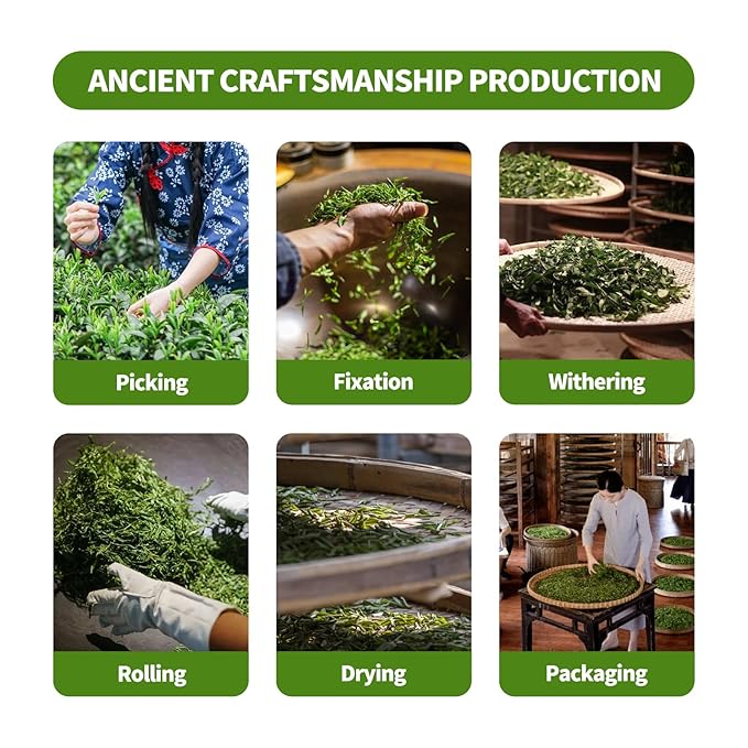 KHS Organic Green Tea Leaves, 3.53 Oz Green Tea Loose Leaf from High Altitude, Clean Aroma Chinese Green Leaves with USDA Certified Perfect for Ice Tea or Hot Tea, 100% Natural, Non-GMO, Non-Gluten