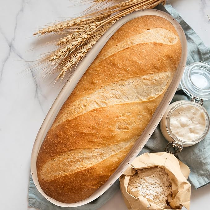 KIKCOIN Banneton Bread Proofing Basket, 12 Inch Oval Sourdough Bread Baking Supplies, Sourdough Proofing Basket Set of 2, Sourdough Starter Kit for Home Baking