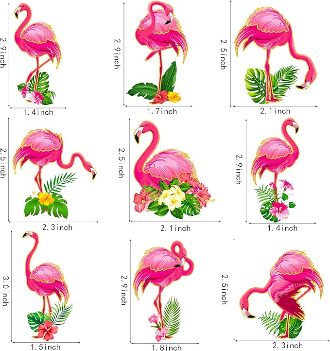 36pcs Glitter Pink Flamingo Cupcake Toppers Decoration Flamingo Themed Birthday Party Supplies Flamingo Party Cupcake Toppers Decorations for Hawaiian Tropical Theme Party Baby Shower Supplies