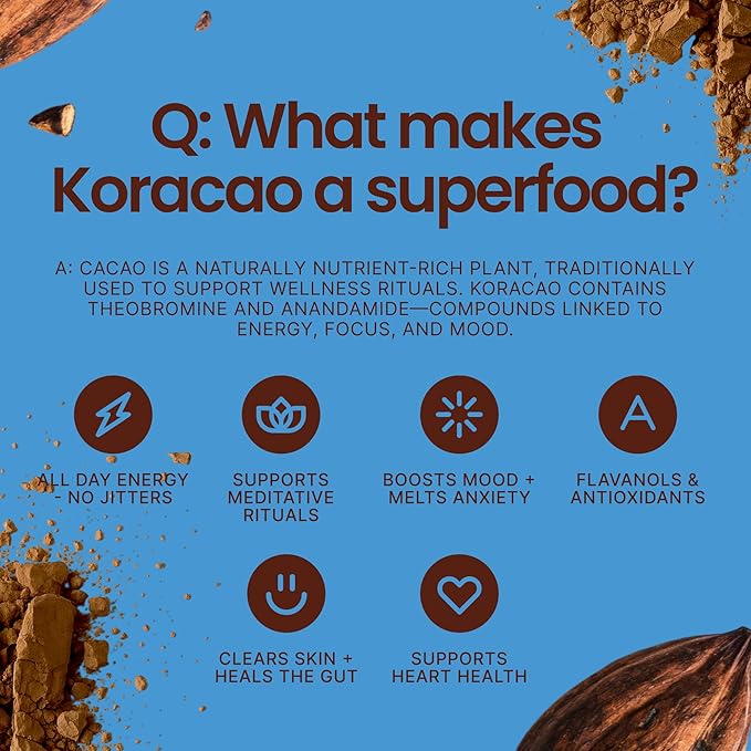 KORACAO Sustainably Harvested Guatemalan Cacao | Maya W'Eqchi Ceremonial Cacao | Ideal Superfood Drink Mix for Everyday Bliss | Enhance Your Spiritual Journey with Ancient Superfood Delight - 450g
