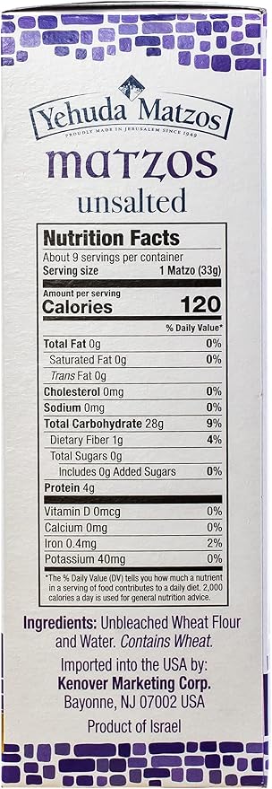 Yehuda Unsalted Matzo Thins, 10.5oz (3 Pack) Airy, Crisp & Delicious Matzah Crackers | Kosher for Passover