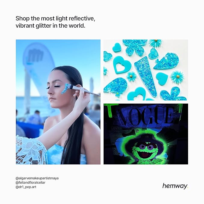 Hemway Premium Glitter Shaker - Turquoise Blue Holographic | 115g Super Chunky Metallic Flake Sequins for Resin & Epoxy Crafts | Craft Supplies for Tumblers, Festival, Art