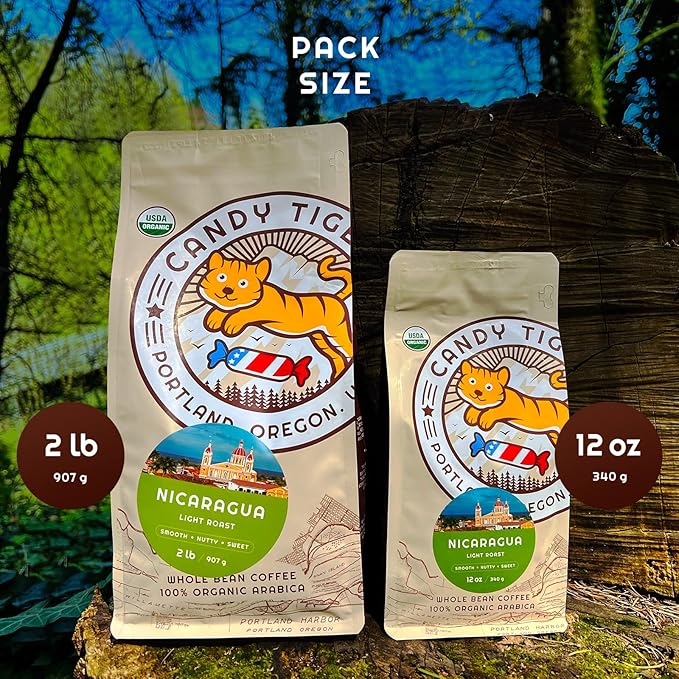 Whole Bean Coffee - Organic - Low Acid - Light Roast - Single Origin - 100% Arabica - Nicaraguan Coffee Beans. Direct Trade - Shade-grown - Gourmet Coffee - 12 oz